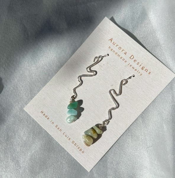 Amazonite Dangle Wire Earrings